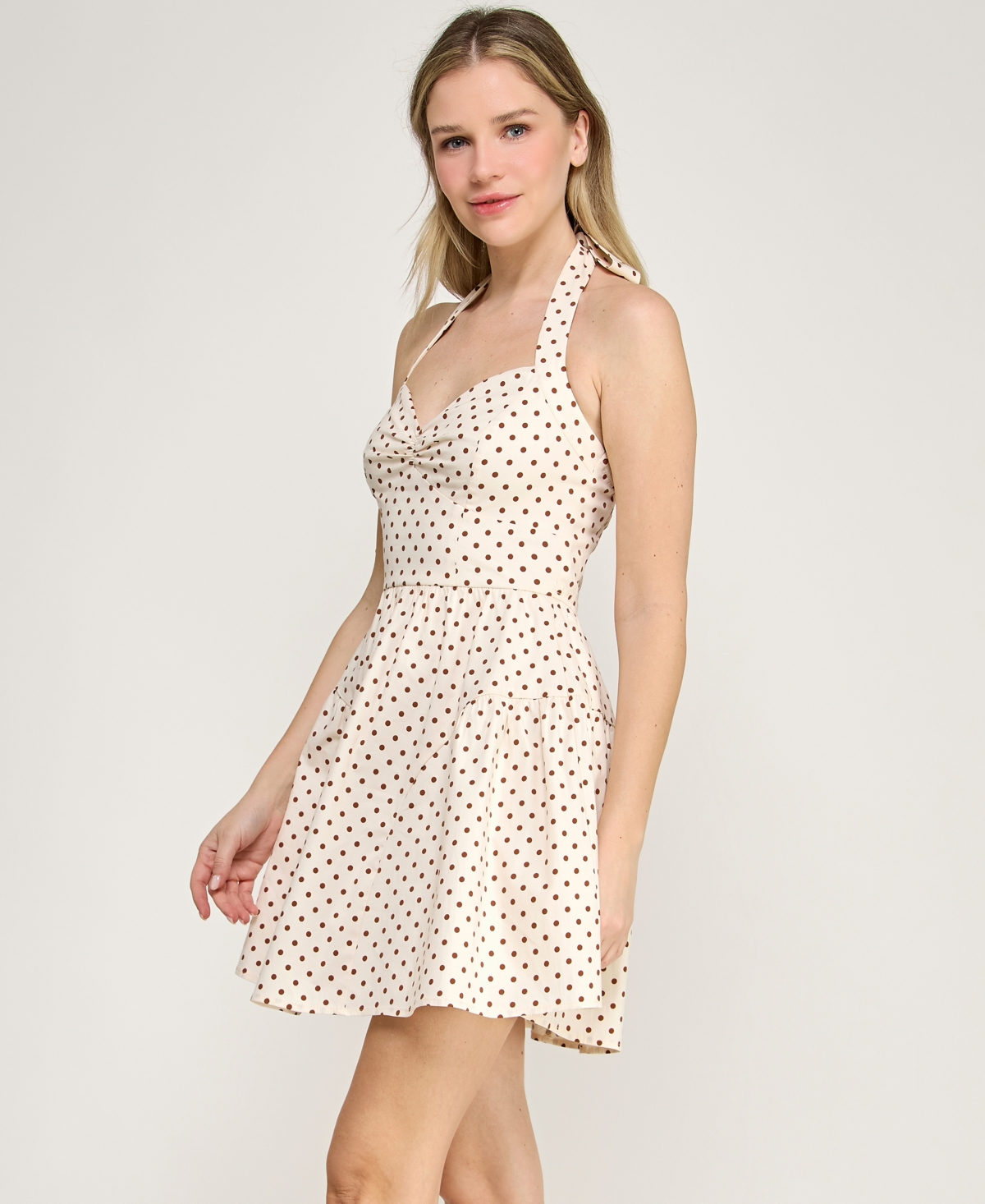 Row A Women's Halter Neck Twist Front Mini Dress