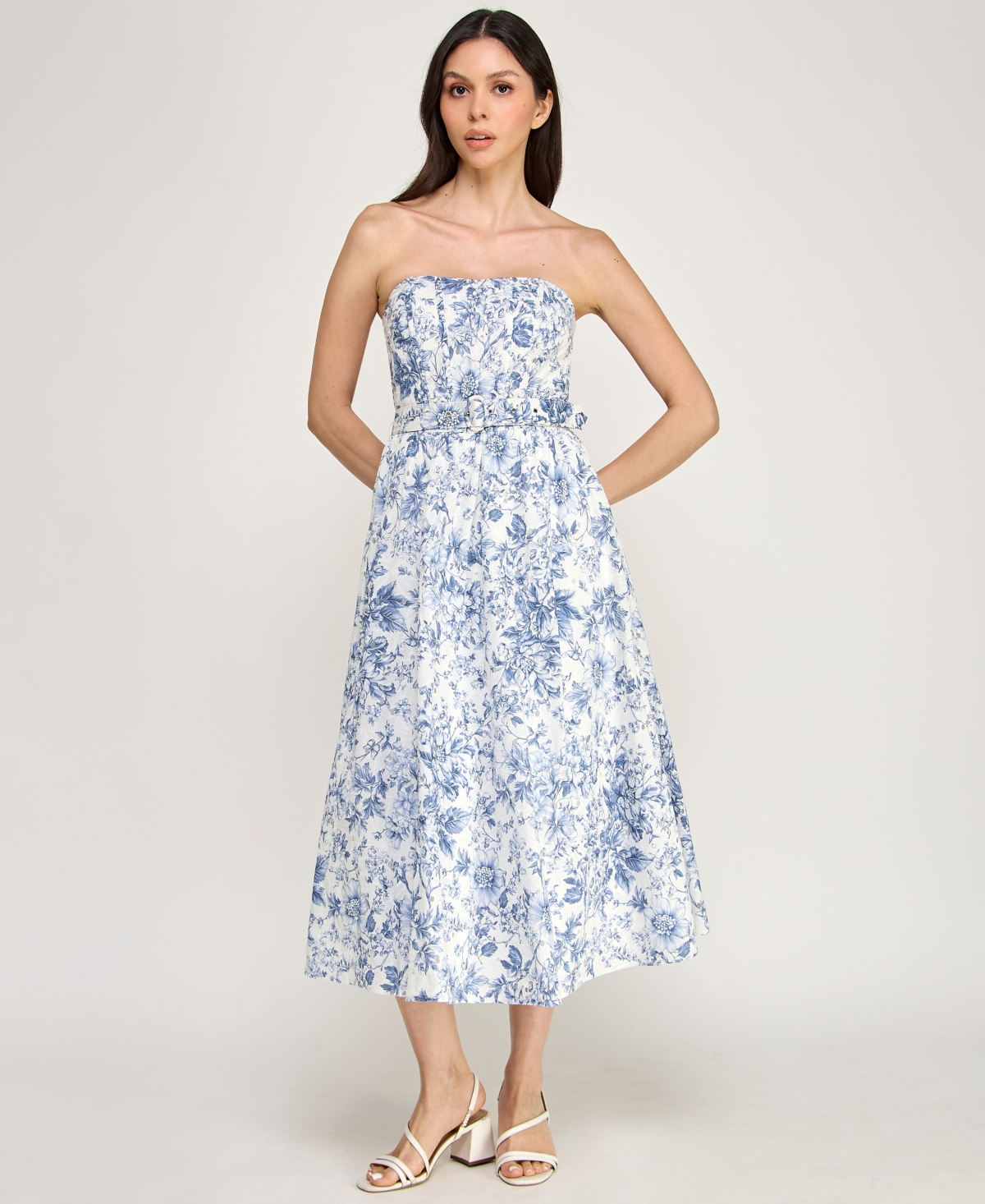 Row A Women's Strapless Fit & Flare Midi Dress