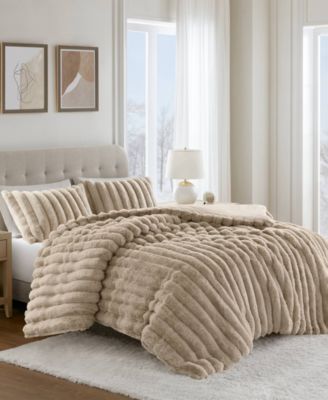Jasmine Faux Fur Reverse to Velvet 3-Pc. Comforter Set, Full/Queen