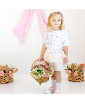 Toddler Girls Floral & Bow Short Sleeve T-Shirt