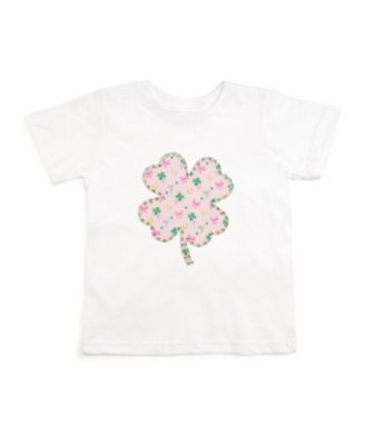Little Girls Ditsy Shamrock Patch St. Patrick's Day Short Sleeve T-Shirt