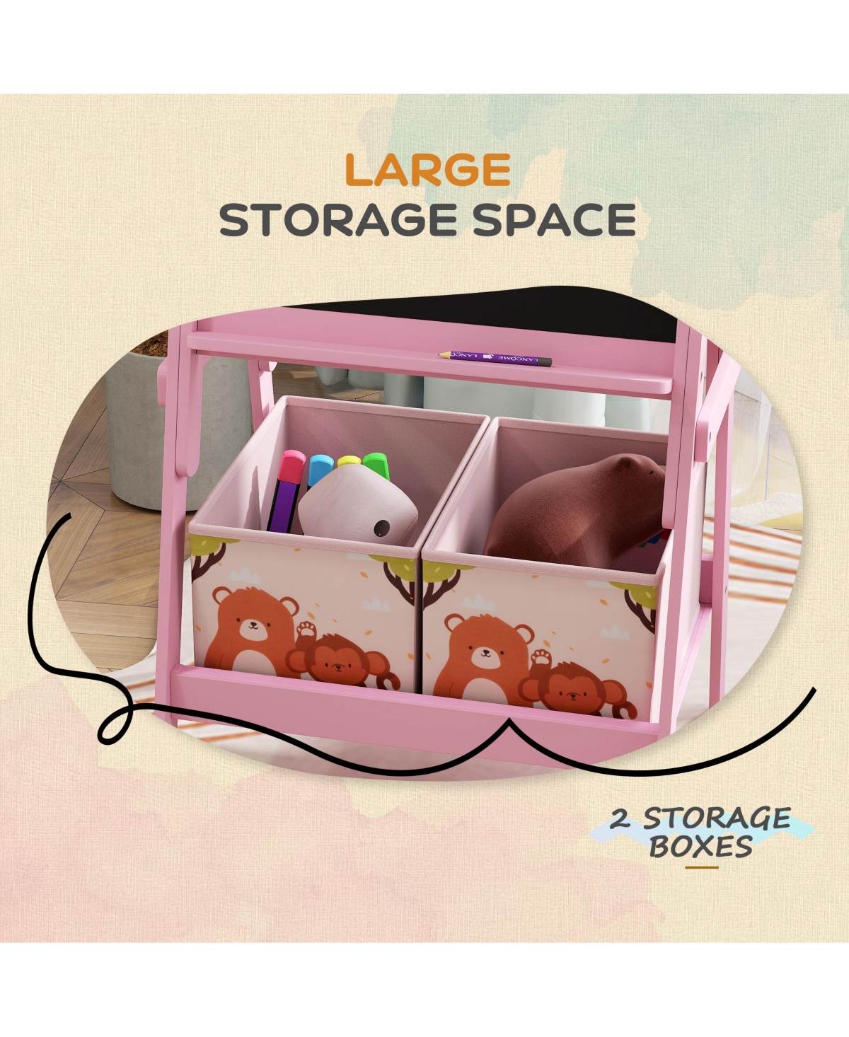 Hongge Double Sided Kids Art Easel with Whiteboard and Chalkboard