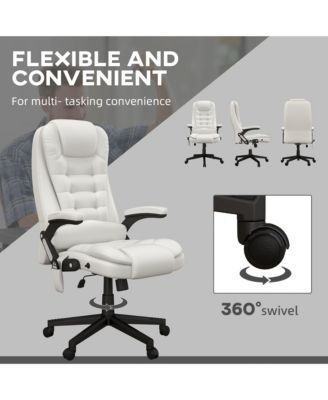 High Back Vibration Massage Office Chair with 6 Vibration Points Heated Reclining PU Leather