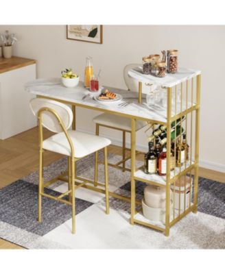 Kitchen Table Dining Table Set for 2 3-Piece Expandable Bar Table and Chairs Set