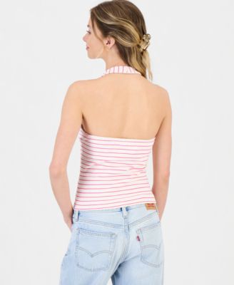 Juniors' Striped Knit Halter Top