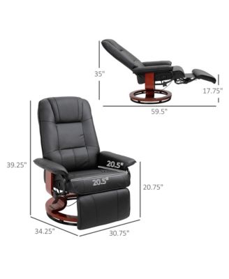 Faux Leather Manual Recliner Adjustable Swivel Lounge Chair with Footrest