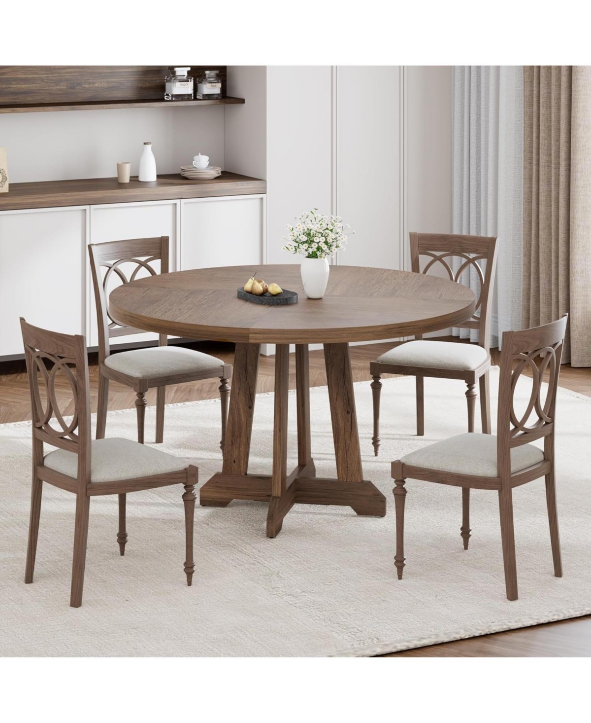 Gaomon Kitchen Table Dining Table for 4 to 6 People 47 Inch Round Dining Table Wooden Kitchen Table for Dining Room, Home Office