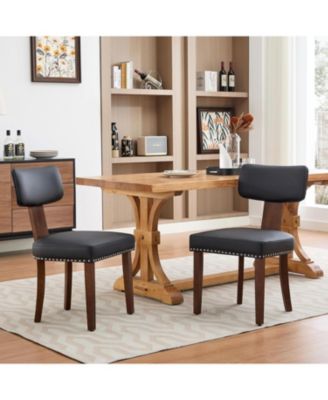 Kitchen Table Set of 2 Black Leather Dining Chairs for Dining Room, Home Office, Living Room