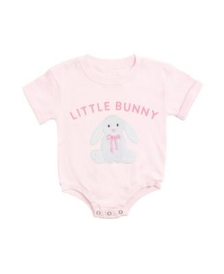 Baby Girls Little Bunny Patch Easter Short Sleeve Romper