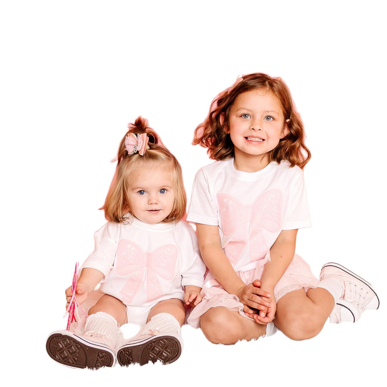 Baby Girls Lace Bow Puff Ink Long Sleeve Romper