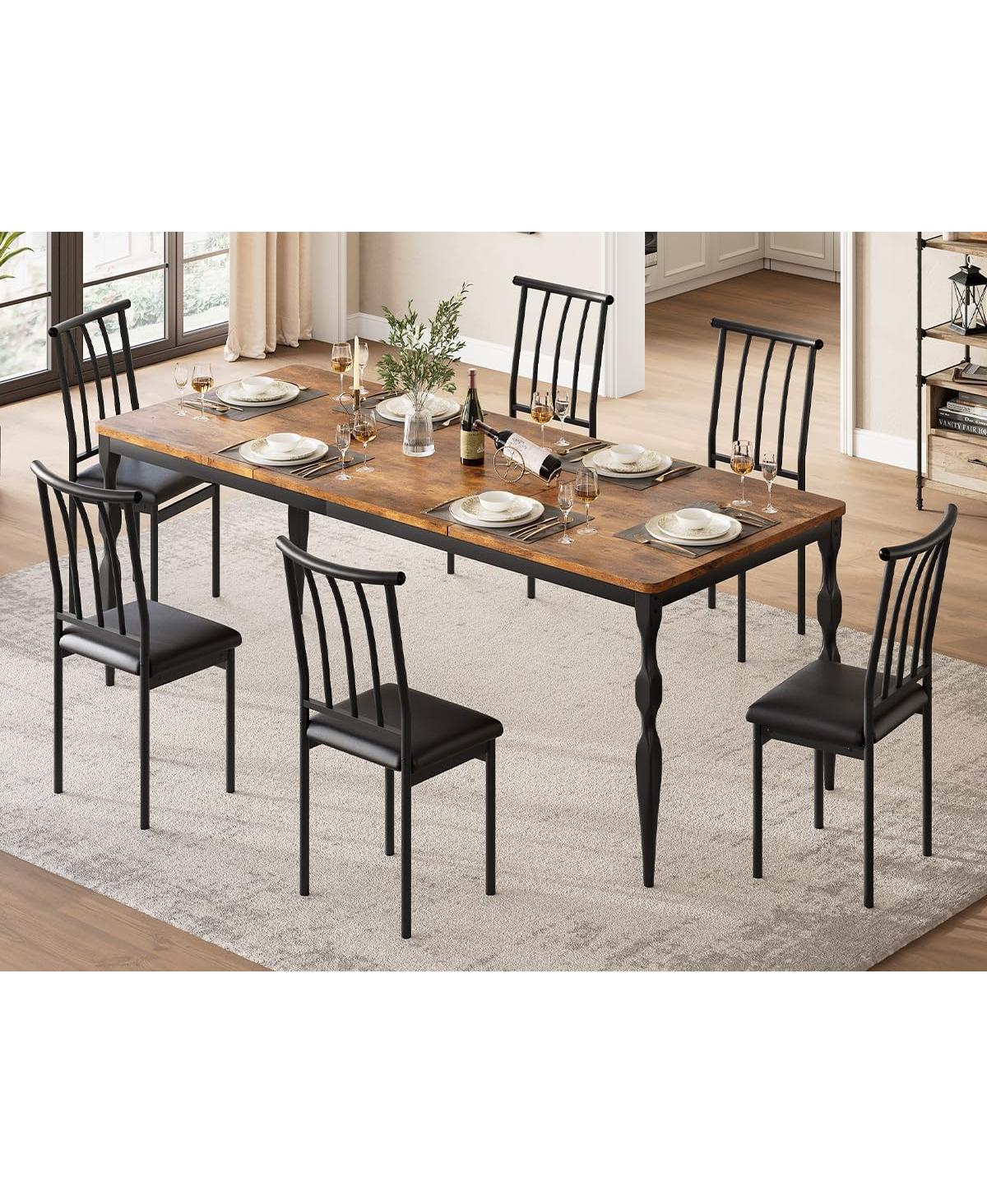 Gaomon Kitchen Table Rectangular Dining Table for 6 71 Inch Rustic Farmhouse Kitchen Table for Dining Room, Home Office