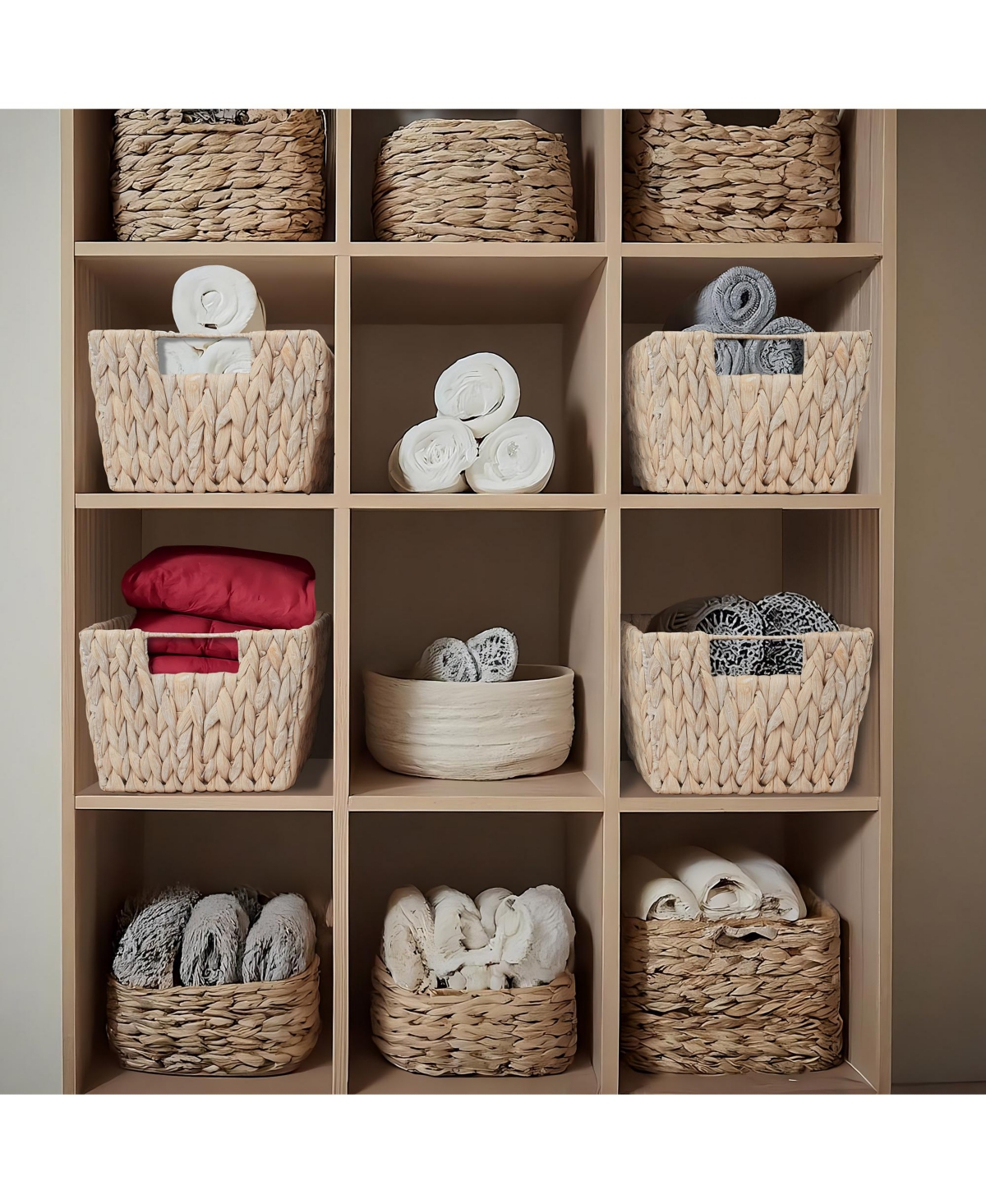 Casafield Set of 4 Water Hyacinth Storage Baskets with Handles