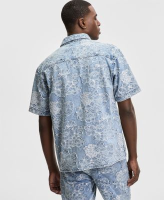 Men's Meadow Short-Sleeve Jacquard Denim Shirt