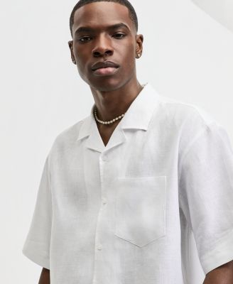Men's Boxy-Fit Short-Sleeve Linen Camp Shirt