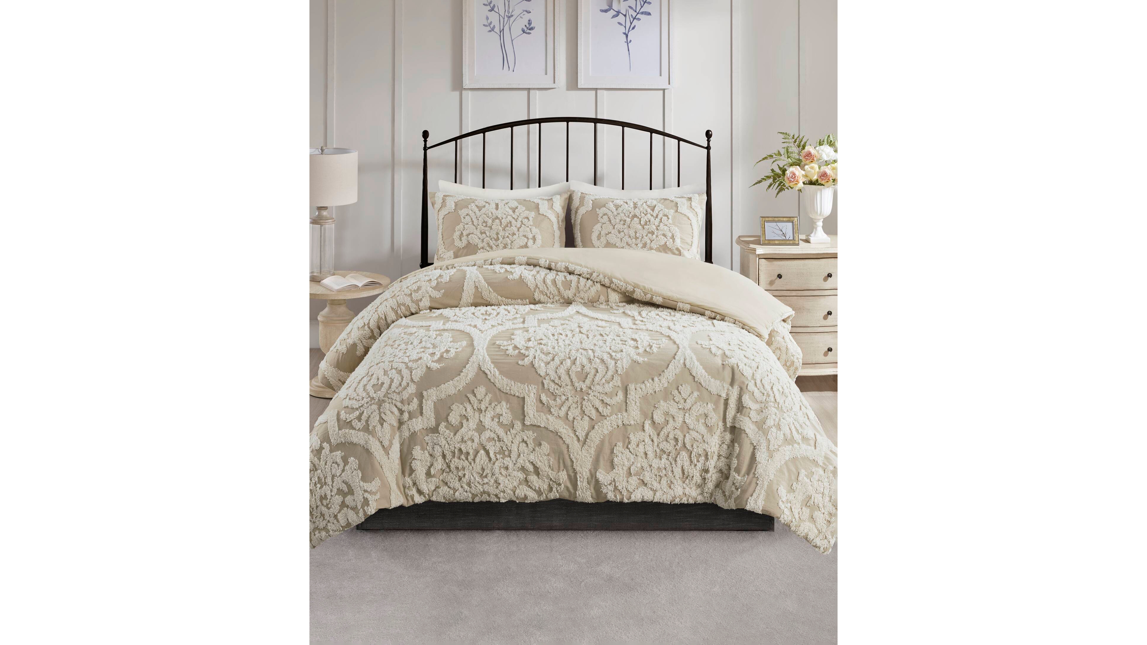 Madison Park Viola Damask 3-Pc. Comforter Set, Full/Queen