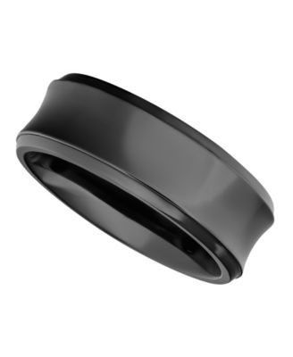 Men's Black Titanium Ring, Concave Wedding Band (8mm)