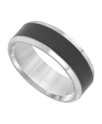 Men's Tungsten Carbide and Ceramic Ring, 8mm Wedding Band