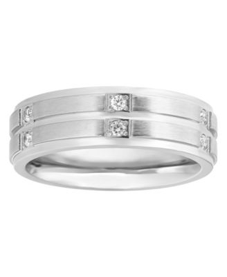 Men's Diamond Wedding Band Ring in Stainless Steel (1/6 ct. t.w.)