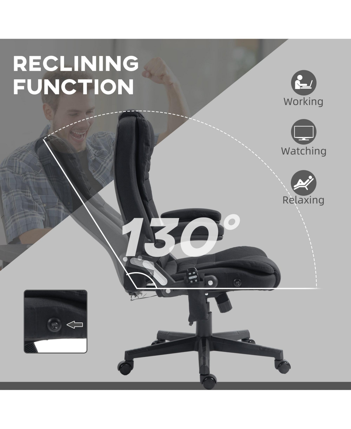 Boyel Living 6 Point Vibrating Massage Office Chair with Lumbar Heat Black