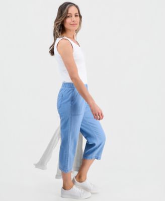 Petite Anna Pull-On Chambray Capri Pants