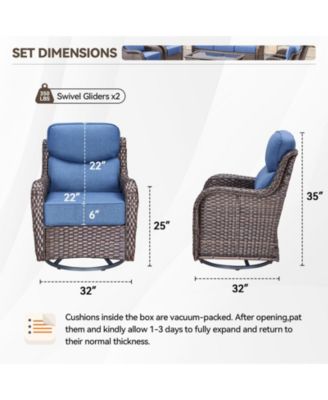 Crescent Swivel Glider All-Weather PE Wicker Patio Lounge Chair with Olefin 6 In. Thick Cushions/End Table (6-Piece)