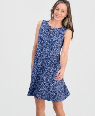 Petite Printed Lace-Up Tank Dress