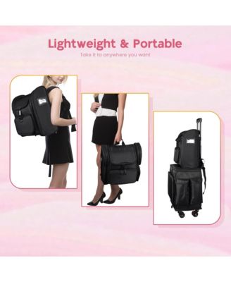 Rolling Makeup Train Case Soft Sided Travel Cosmetic Organizer Storage with Travel Make Bag Backpack