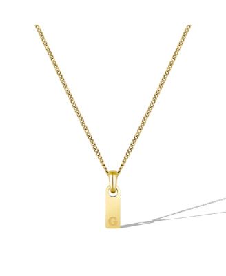 Men's Initial Tag Necklace - Gold with Micro Cuban Chain