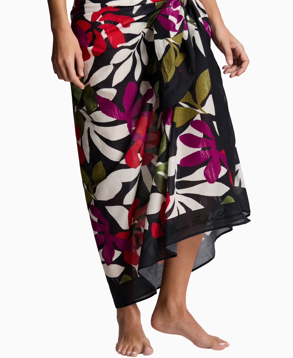 Lauren Ralph Lauren Women's Printed Border Swim Pareo Cover-Up Skirt