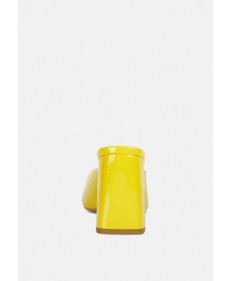 NEOPLAST Womens Patent PU Block Heeled Mules