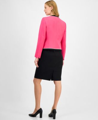 Women's Contrast-Trim Open-Front Jacket & Colorblock Sheath Dress