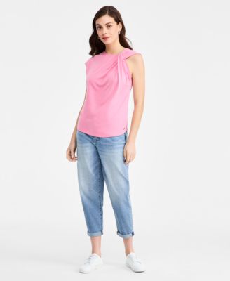 Women's Solid Twist-Neck Tank Top