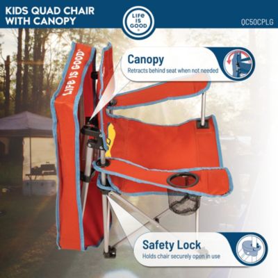 Max Shade Quad Folding Camp Chair With Tilt Uv Sun Protection Canopy Navy Blue