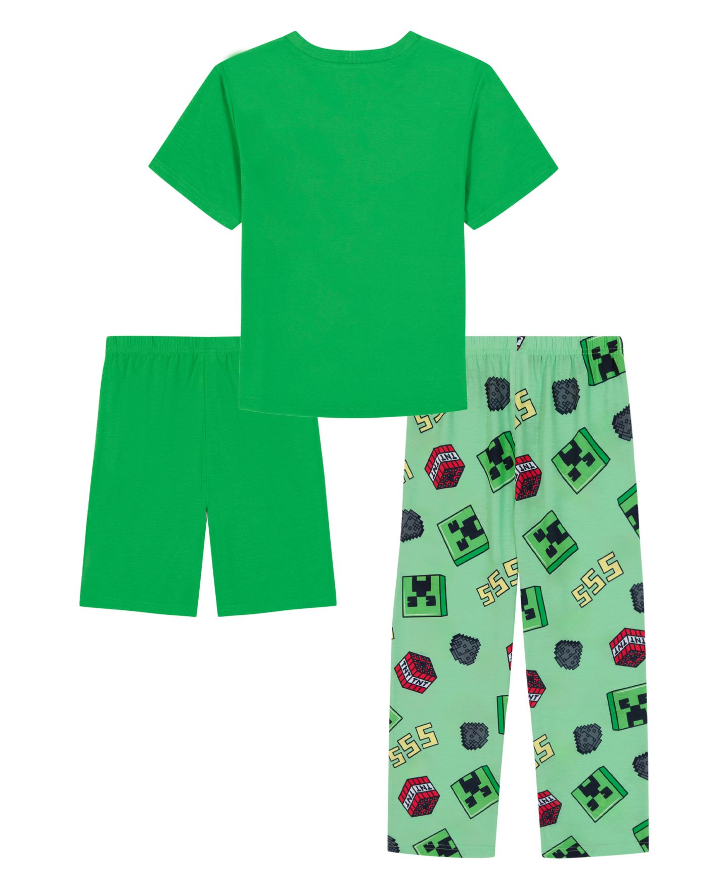 Minecraft Boys' 6-12 Graphic Short-Sleeve Top, Short and Pants, 3-Piece Pajama Set, цвет: Зелёный — фото 2