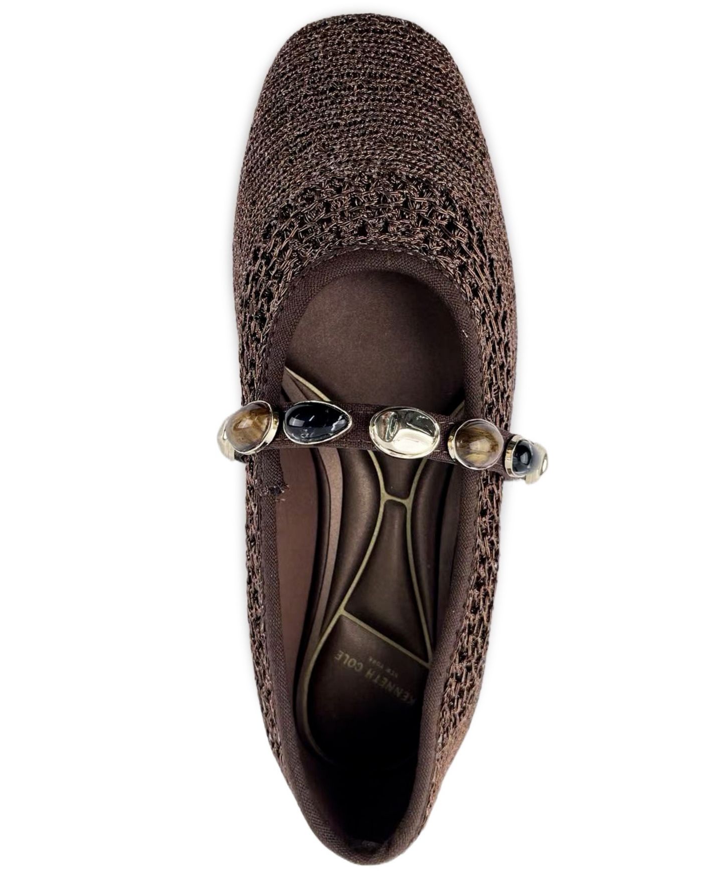 Женские балетки Kenneth Cole New York Zeta Stones Mary Jane Ballet Flats, цвет: Тёмно-коричневый вязаный — фото 4