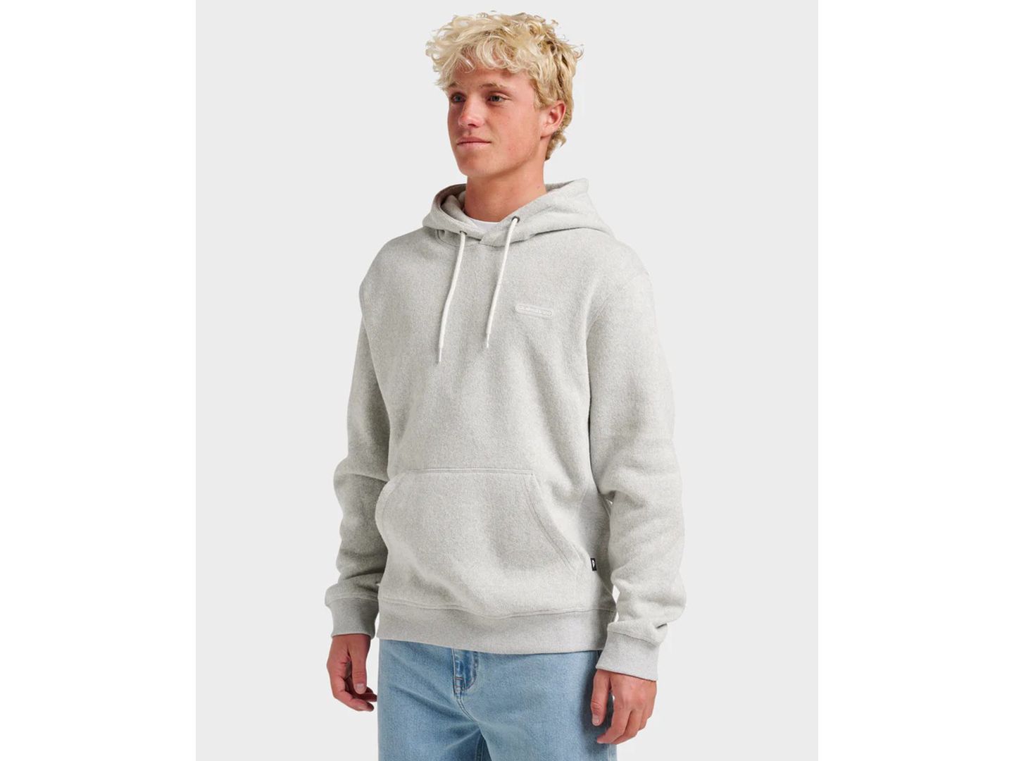 Мужское худи Quiksilver Keller Fleece Long-Sleeve, цвет: Светлый серый меланжевый — фото 2