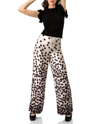 Women's Wide-Leg Polka Dot Palazzo Trousers