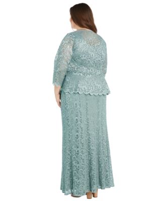 Plus Size Metallic Lace Jacket and Dress  