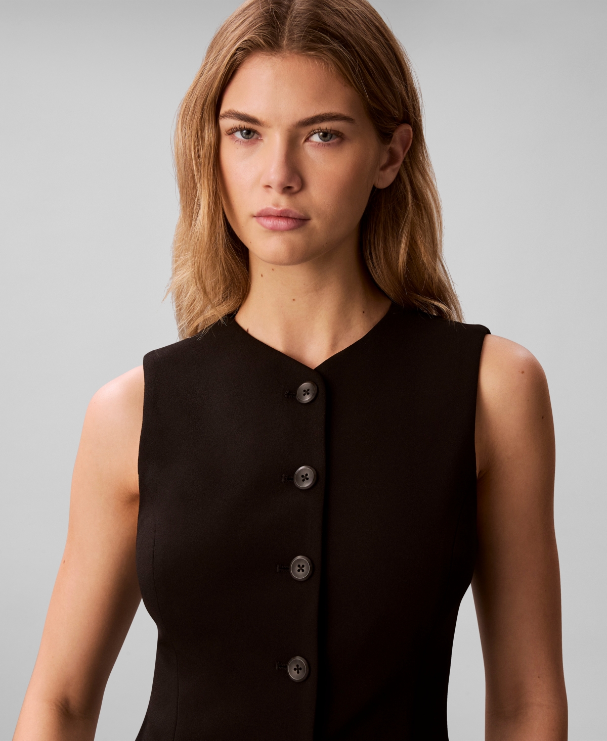 Calvin Klein Women's V-Neck Front Button Vest