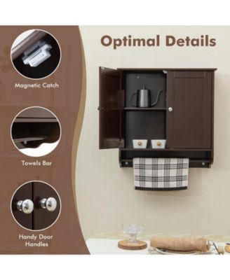 Wall-Mount Bathroom Medicine Cabinet with Storage and Towel Bar