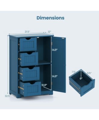 Freestanding Indoor Wood Storage Cabinet with 4 Drawers