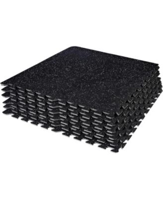 6 Interlocking Gym Floor Mat - 1/2" Thick Rubber Top High-Density EVA Foam (24 Sq Ft) - for Yoga, Heavy Exercise Equipment