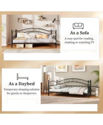 Modern Twin Metal Daybed Frame with Headboard Support - 41