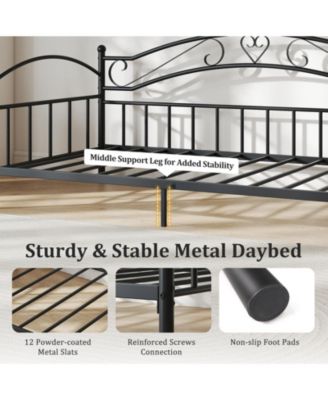 Modern Twin Metal Daybed Frame with Headboard Support - 41
