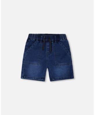 Baby Boy French Terry Navy Blue Denim Shorts