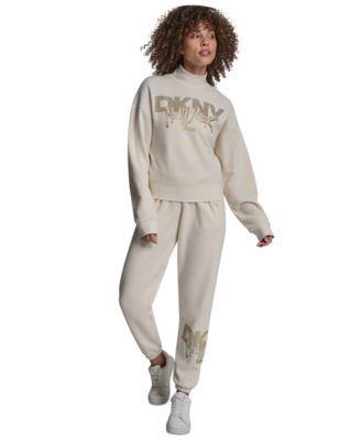 Women's Graffiti New York Logo Oversized Mock Neck Sweatshirt