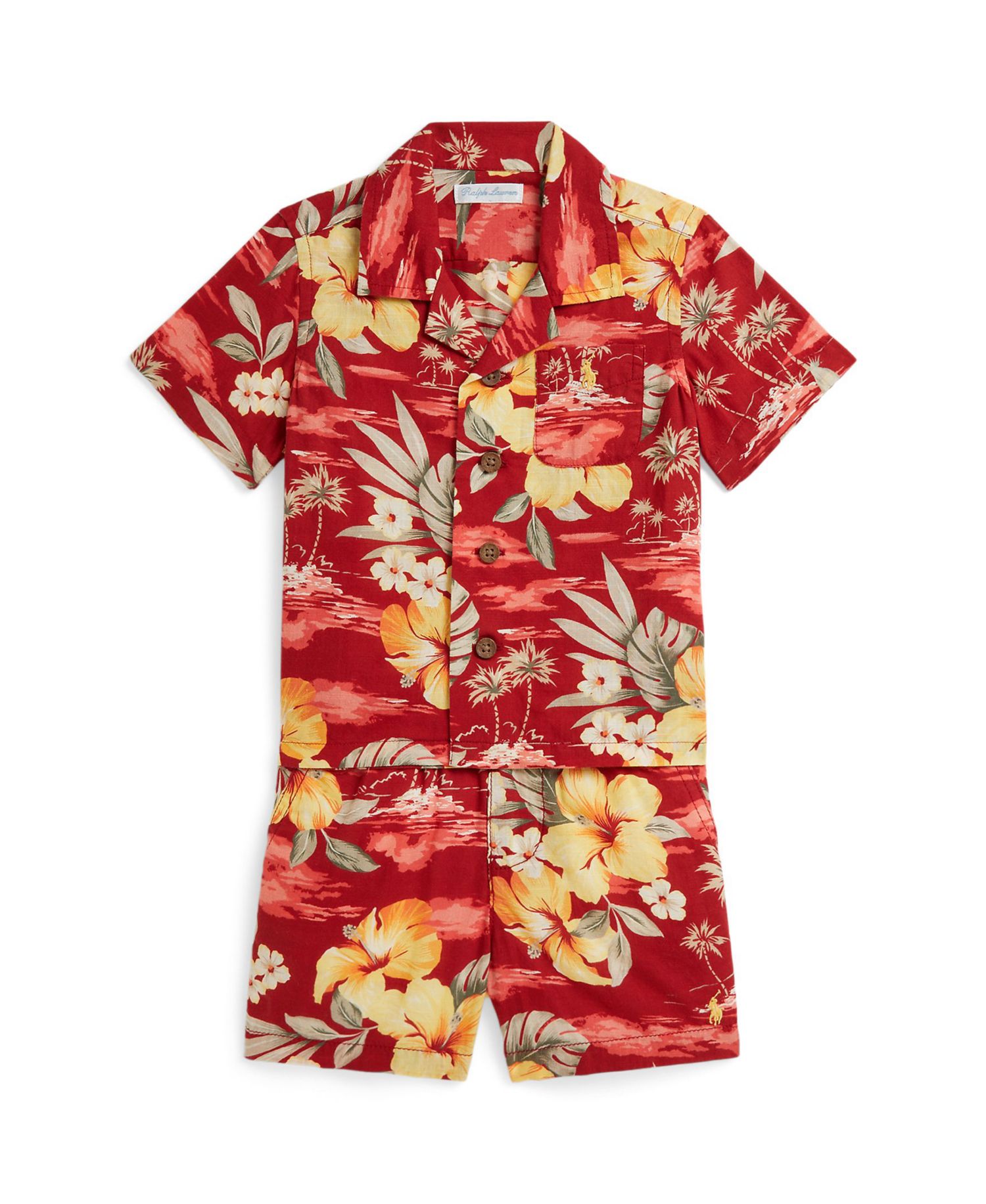 Baby Boys' Floral-Print Shirt and Shorts, 2-Piece Set