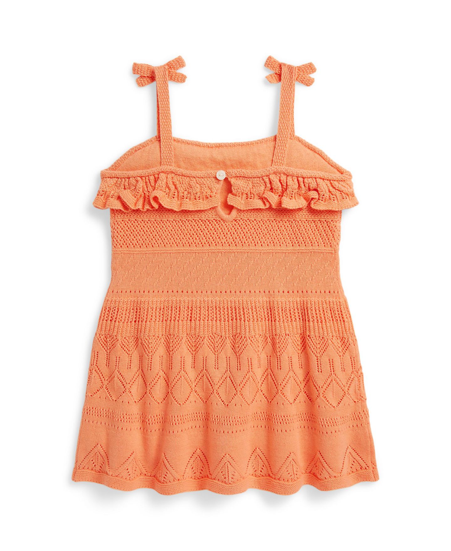 Платье Polo Ralph Lauren Pointelle Cotton Sweater Dress для девочек-малышей, цвет: Оранжевый — фото 2