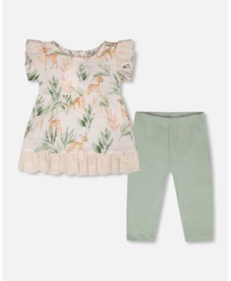 Baby Girls Muslin Tunic and Pointelle Leggings Set