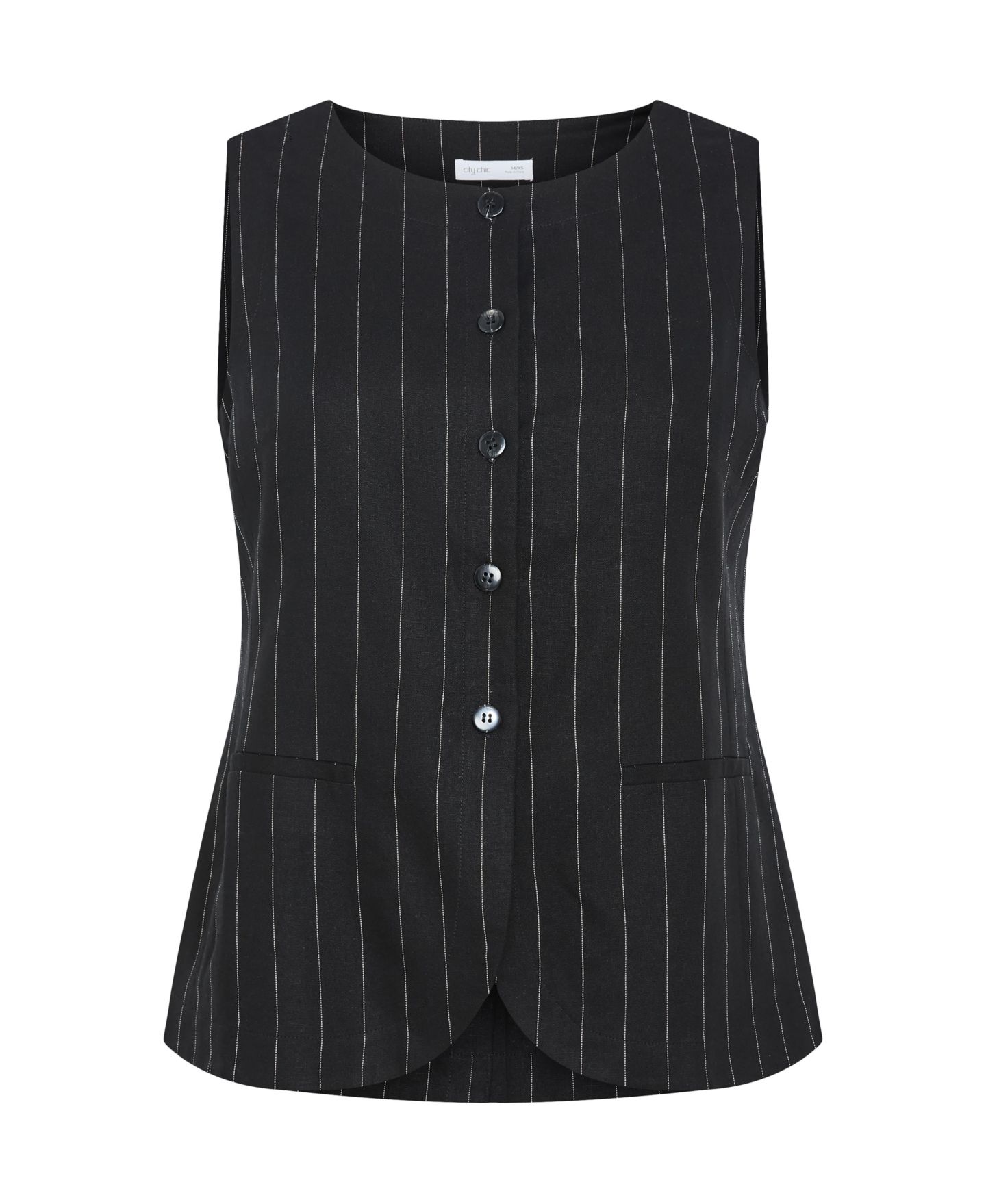 Женский жилет CITY CHIC Plus Size Kelly Stripe Vest, цвет: Чёрный — фото 4
